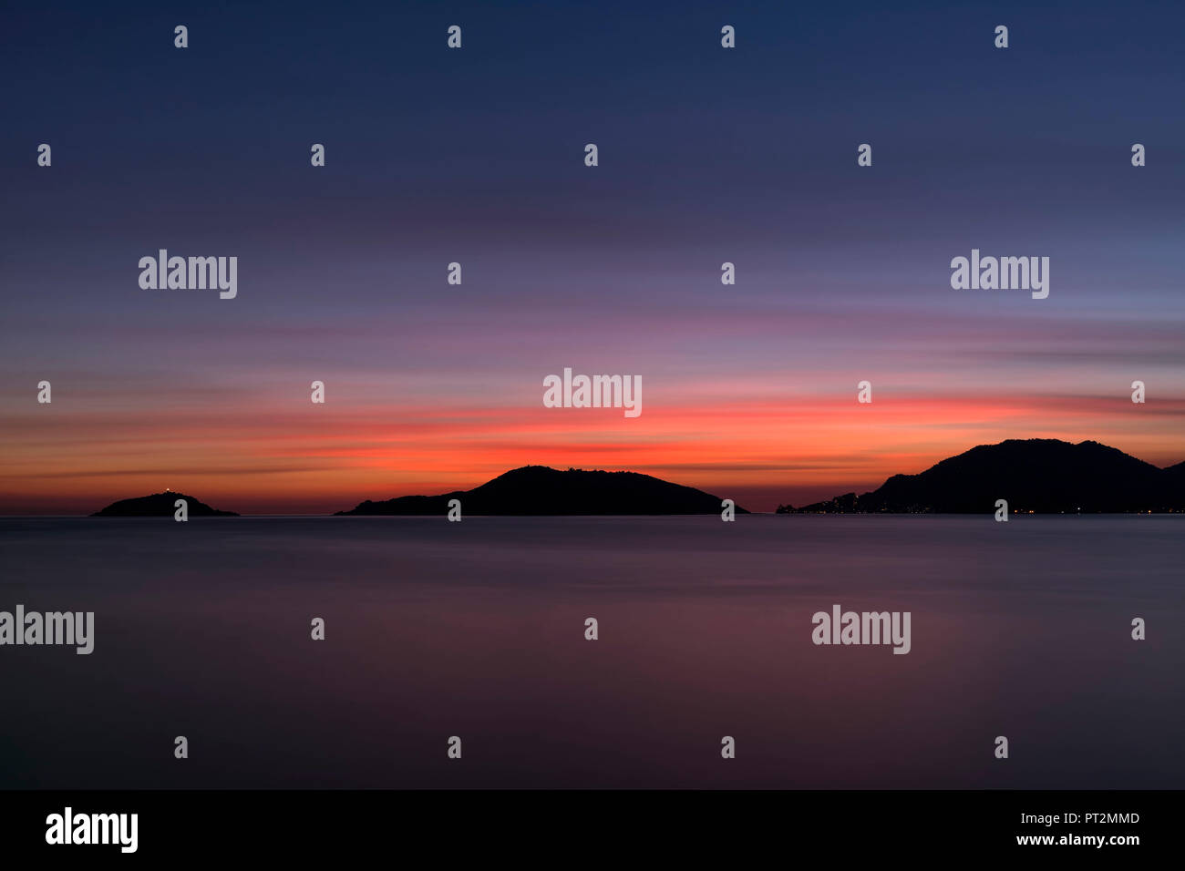 Sonnenuntergang auf der Insel Palmaria, Gemeinde Portovenere, Provinz La Spezia, Ligurien, Italien, Europa Stockfoto