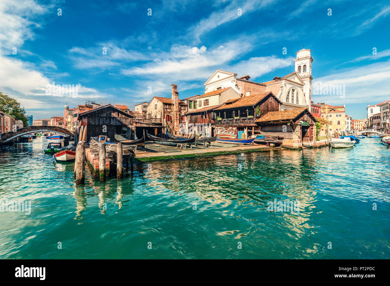 Italien, Venedig, gondola Werft in Rio di San Trovaso Stockfoto