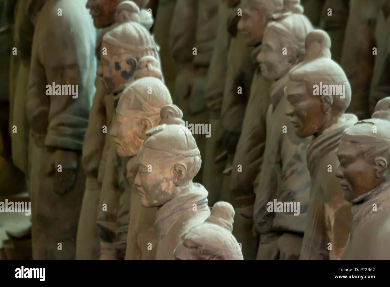 Terracotta Krieger am Grab des Kaisers Qin Shi Huang Di in Xi'an, Shaanxi, China. Stockfoto