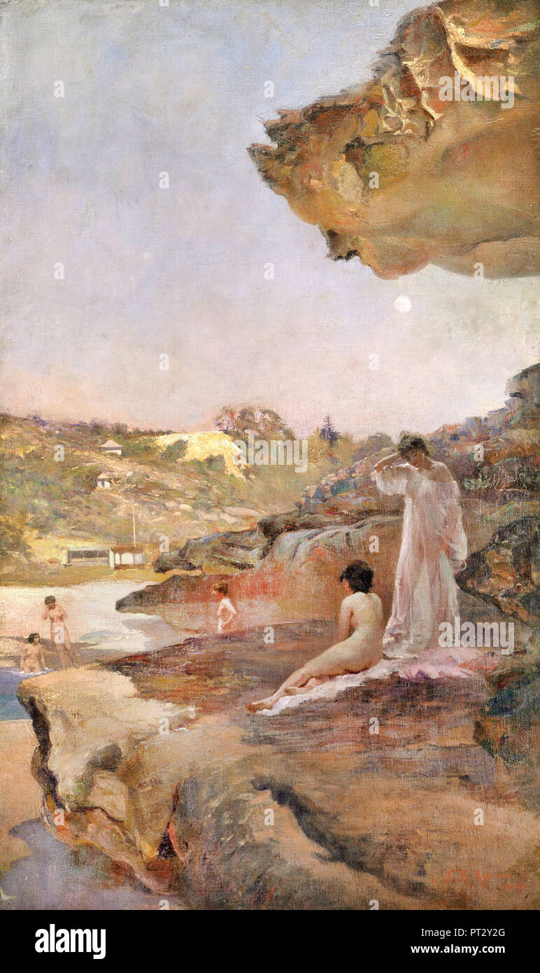 Julian Ashton, Nähe: Tamarama Beach, die vor vierzig Jahren, am Morgen Sommer 1899 Öl auf Leinwand, Kunstgalerie von New South Wales, Australien. Stockfoto