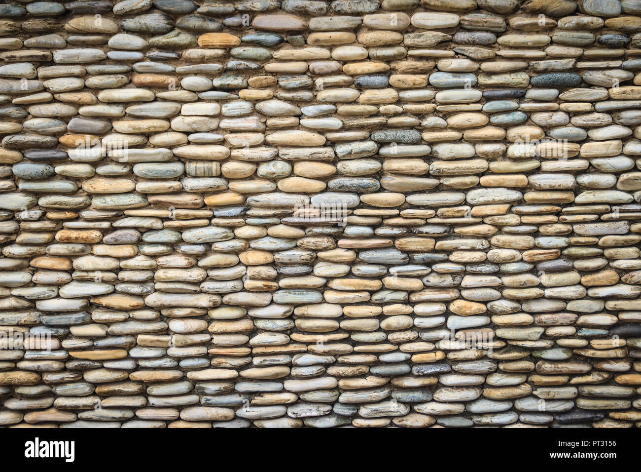 Schönen Fluss Pebble Wand Hintergrund. Nahtlose Pebble Stone Fußboden und Wand Muster für Textur wallpaper angeordnet. Stockfoto