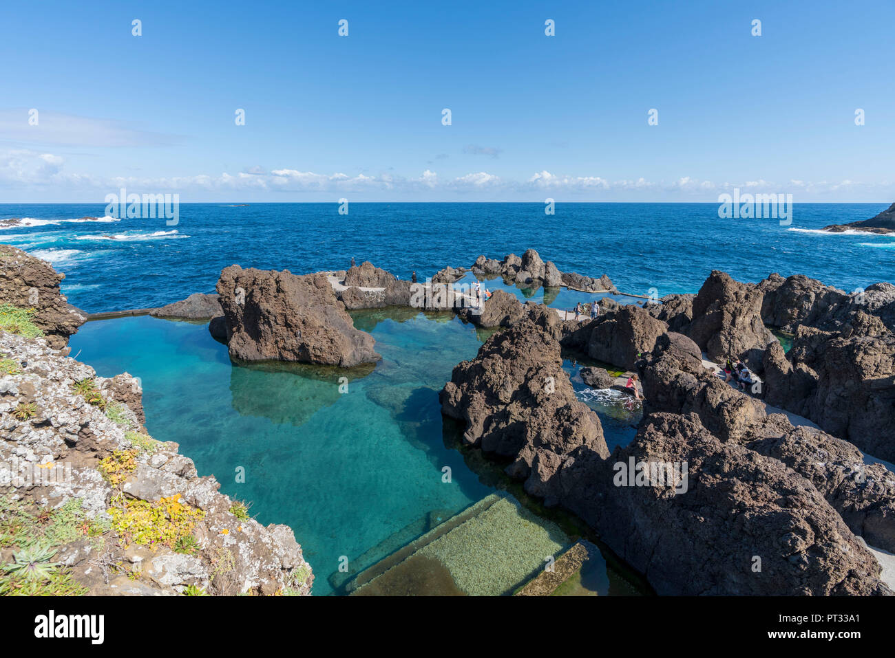 Natürliche Schwimmbäder in Porto Moniz, Region Madeira, Portugal, Stockfoto