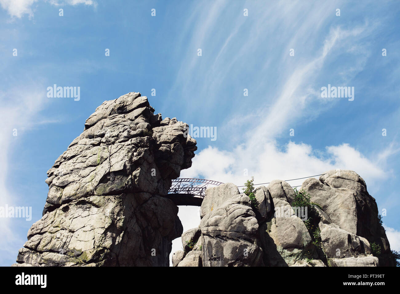 Teutoburger Wald, "Externsteine" Felsformation im Sommer Stockfoto