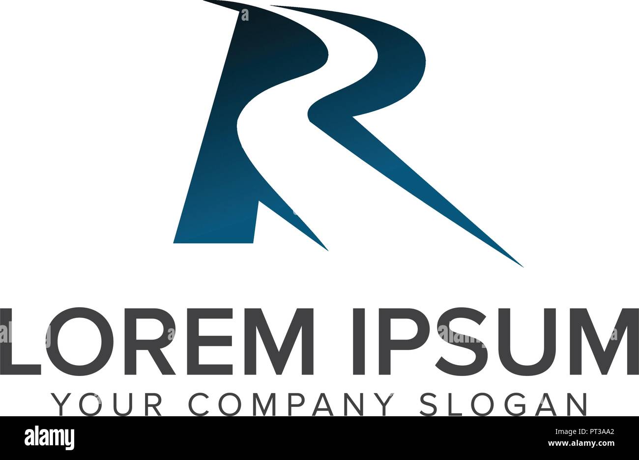 Straße mit Buchstaben R Logo Design Konzept Vorlage Stock Vektor