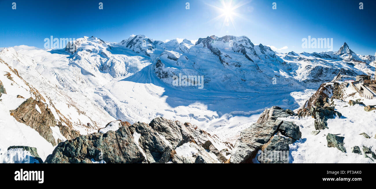 Europa, Schweiz, Wallis, Zermatt. Blick vom Gornergrat Stockfoto