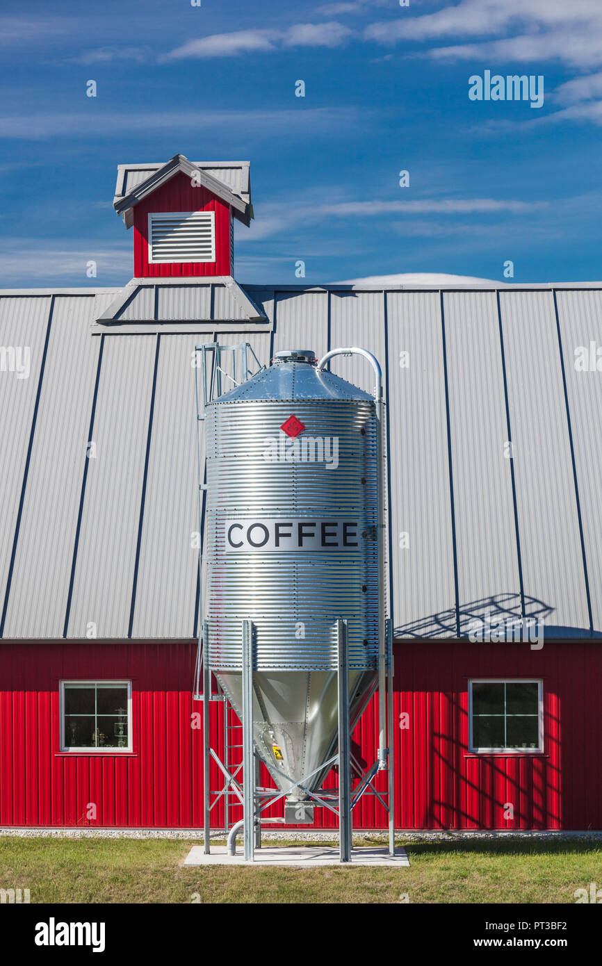 USA, Neuengland, Vermont, Waterbury, Kaffee anmelden Stockfoto