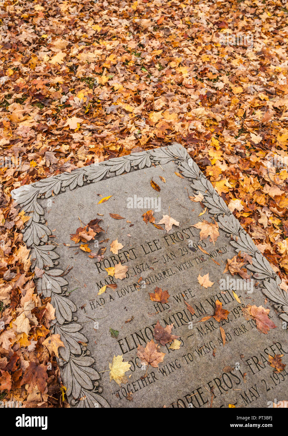 USA, Neuengland, Vermont, Bennington, Grabstätte der amerikanische Dichter Robert Frost Stockfoto