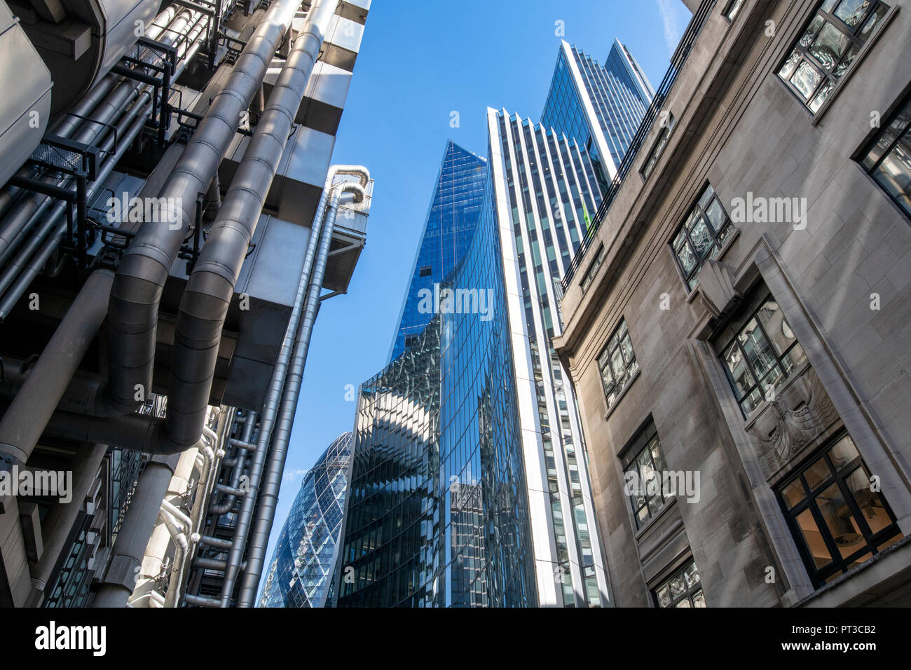 Willis Gebäude und Lloyds building abstrakt. Lime Street. London, England Stockfoto