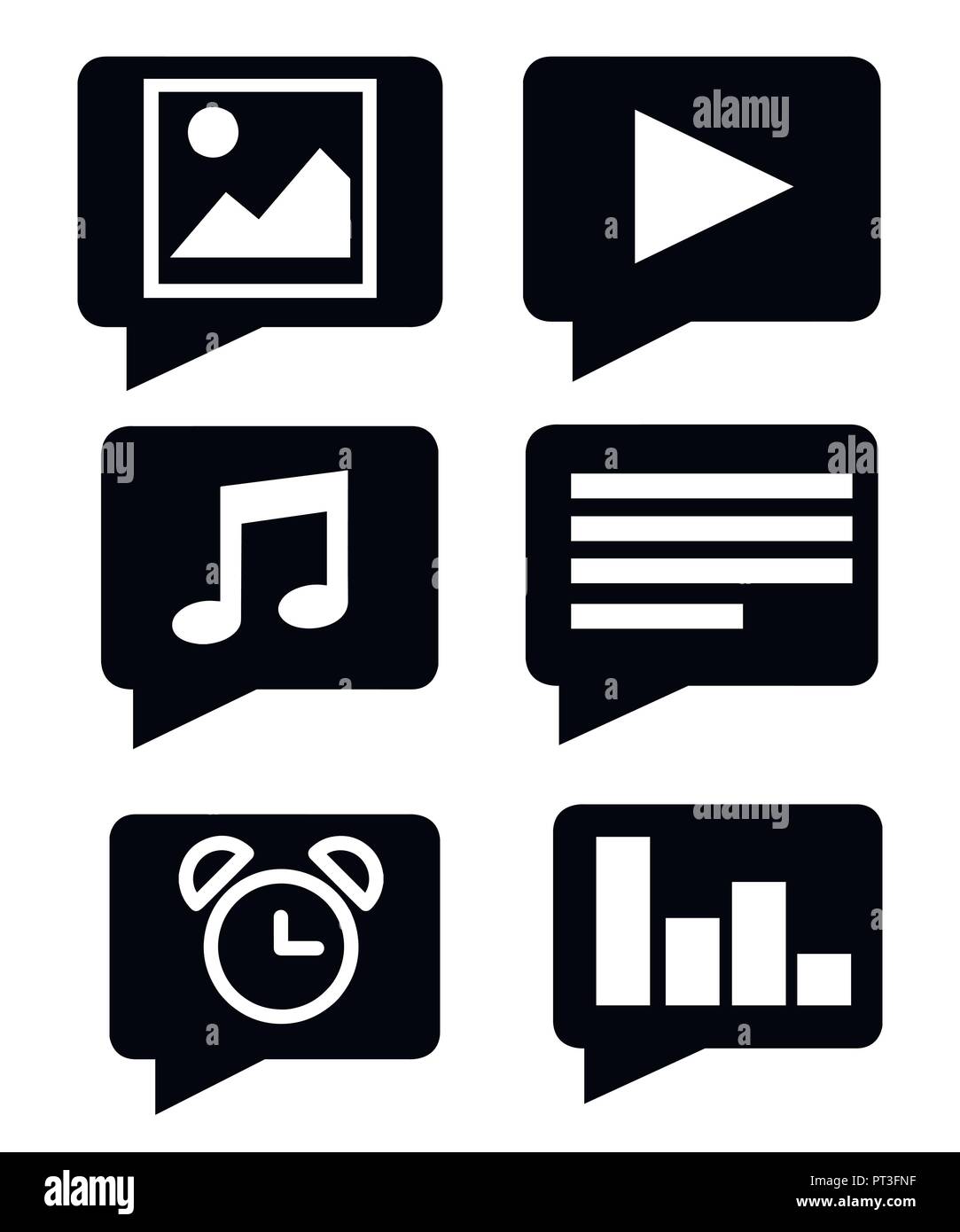 Schwarze Silhouette Flat Mobile App Icon Set Vector Illustration Auf Weissem Hintergrund Stock Vektorgrafik Alamy