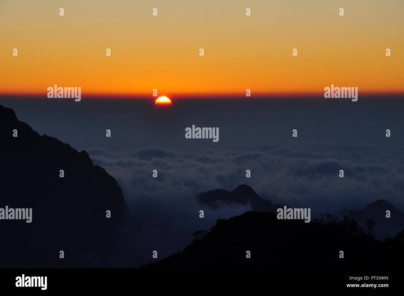 Sonnenuntergang auf der Ki Quan San moutain Stockfoto