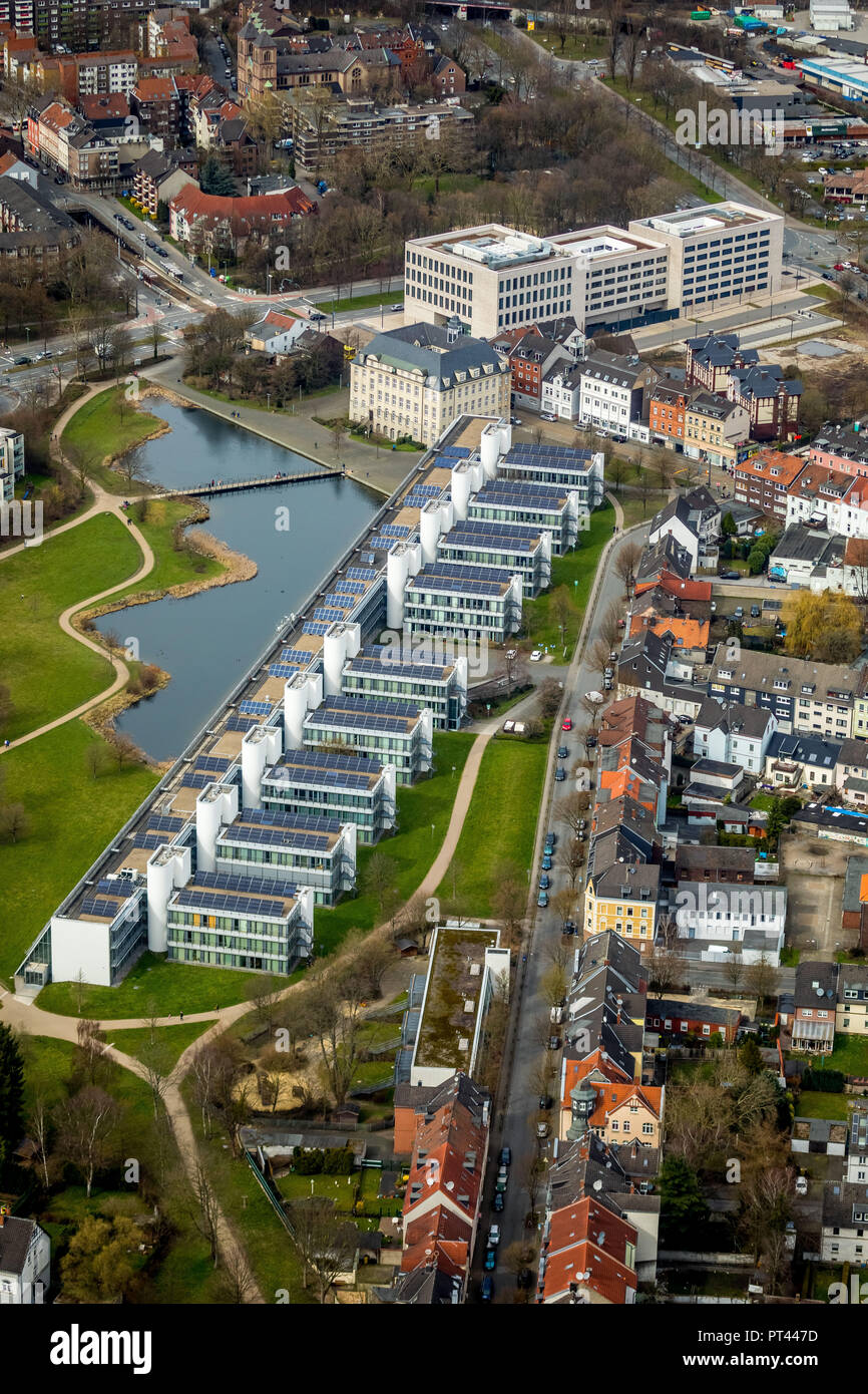 Wissenschaftspark Gelsenkirchen und neuen Justizzentrum in Ückendorf in Gelsenkirchen, Ruhrgebiet, Nordrhein-Westfalen, Deutschland Stockfoto
