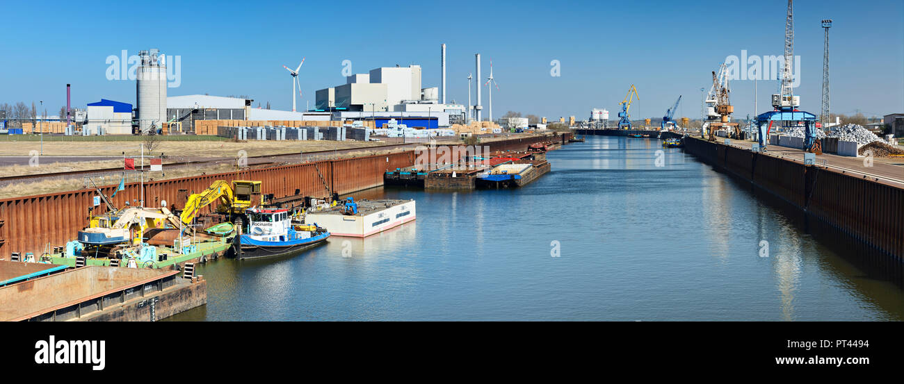 Deutschland, Sachsen-Anhalt, Magdeburg, Kanal Hafen Magdeburg, industrial Port, Binnenhafen in der Nähe der Elbe Stockfoto