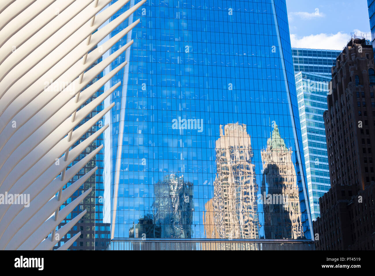 Die Oculus Gebäude und Freedom Tower, One World Trade Center, Lower Manhattan, New York City, USA Stockfoto