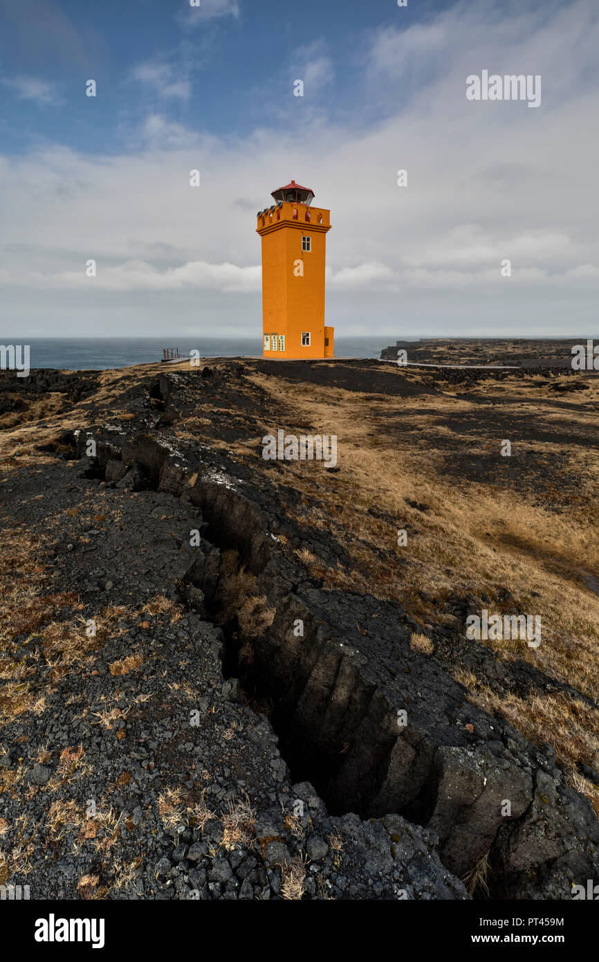 Svortuloft Leuchtturm, Vesturland, Western Island, Europa Stockfoto