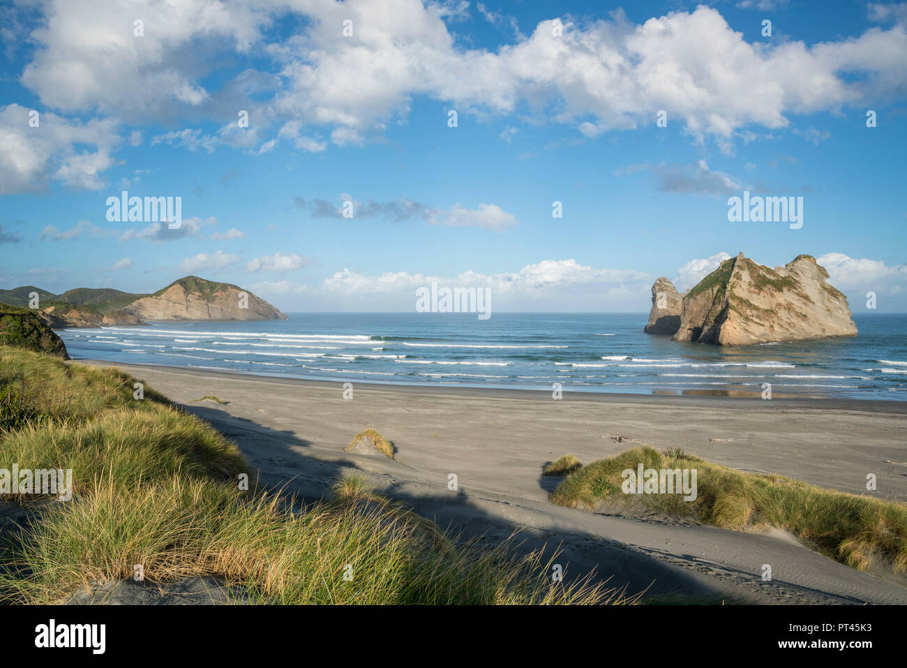 Wharariki Beach, Puponga, Tasman District, South Island, Neuseeland, Stockfoto