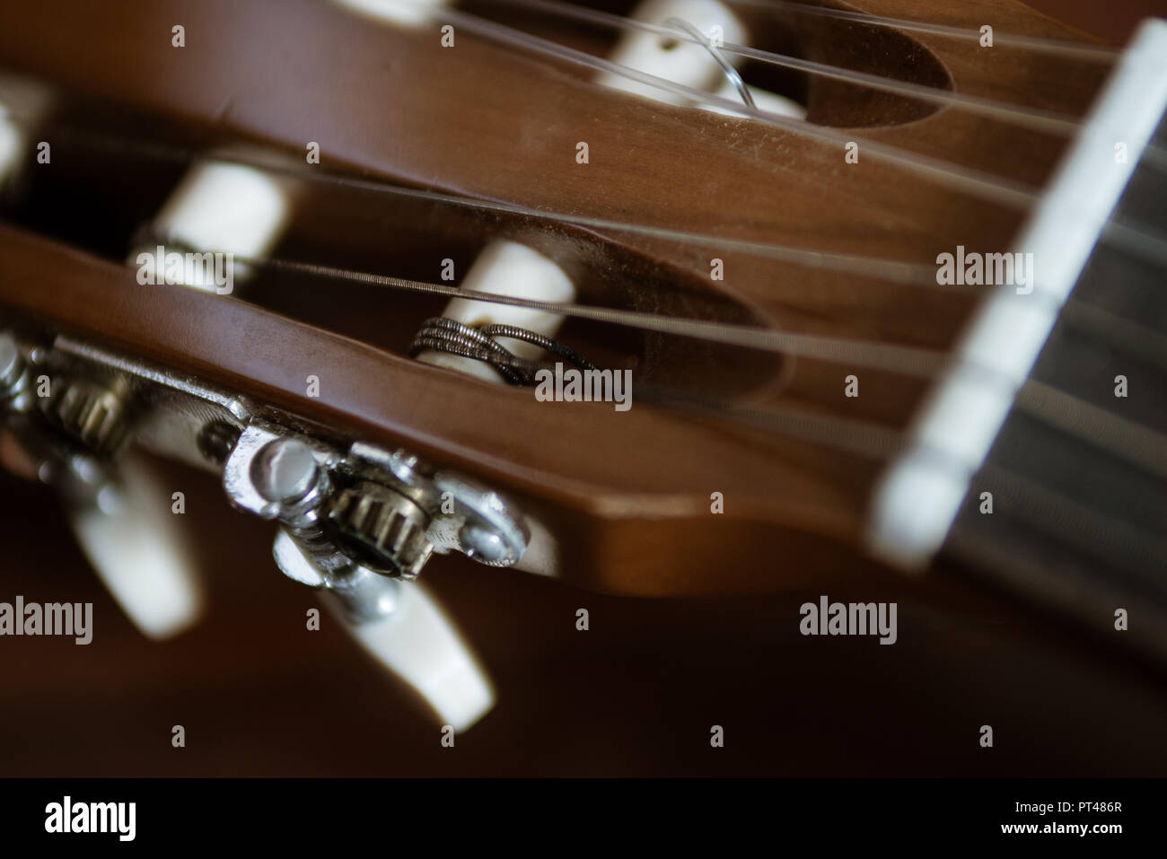 Klassische Gitarre Spindelstock Stockfoto