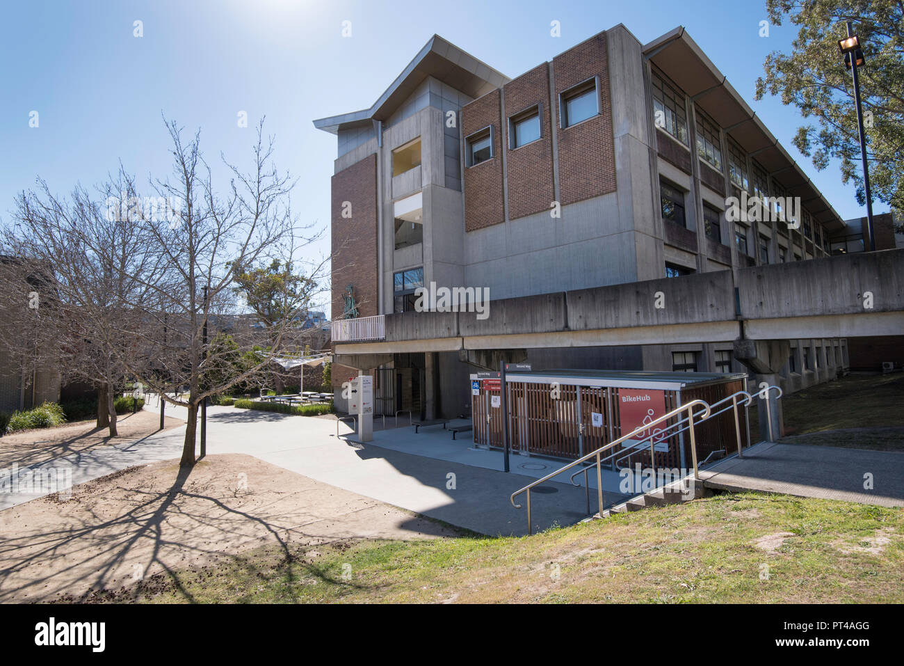 Brutalist Architecture 1960 an der Macquarie University in Sydney in Australien Stockfoto