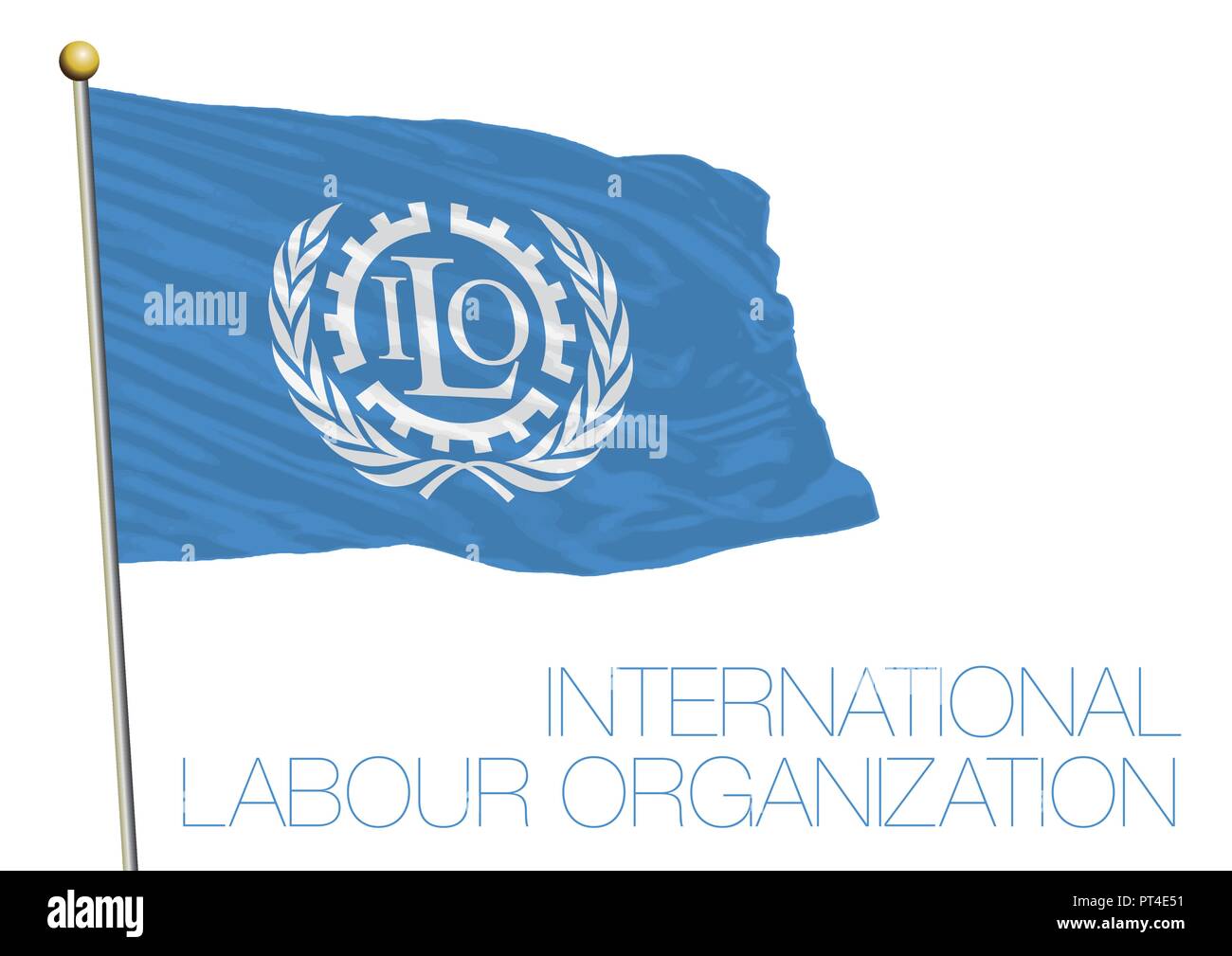 ILO, Internationale Arbeitsorganisation Flagge, Vereinte Nationen, New York, USA Stock Vektor
