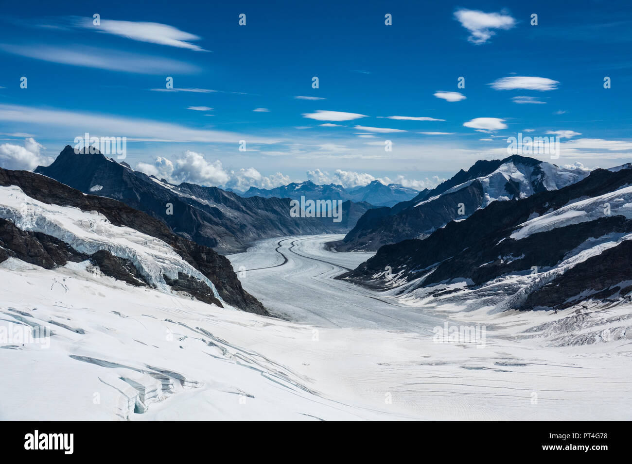 Anzeigen von Lauterbrunnen Tal von Jungfrau, die Spitze von Europa in der Schweiz. Stockfoto