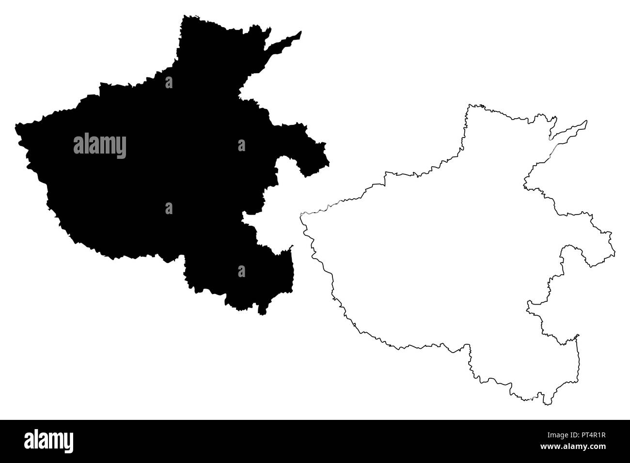 Provinz Henan (administrative divisions von China, China, Volksrepublik China, VR China) Karte Vektor-illustration, kritzeln Skizze Zhongyuan oder Zhong Stock Vektor
