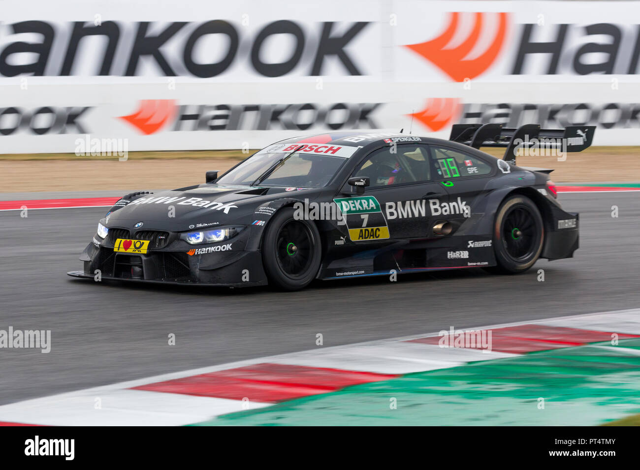 Misano Adriatico, Italien - 25. August 2018: EIN BMW Bank M4 DTM des BMW Team RBM, angetrieben von Bruno Spengler, während der Rennen in der DTM in Misano Misano Stockfoto