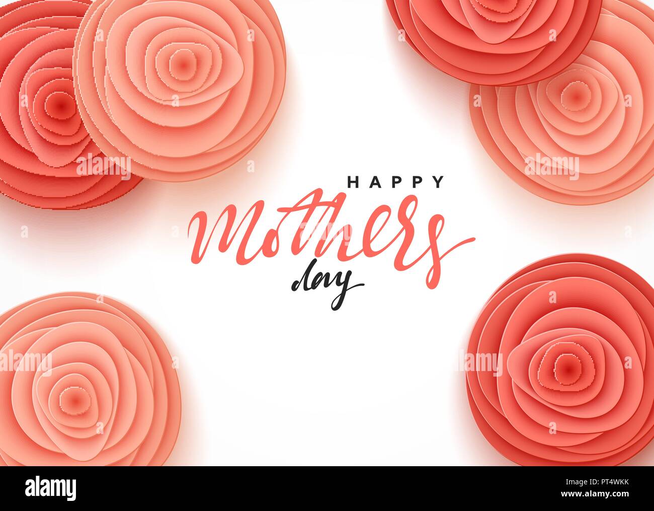 Happy Mother's Day, Grußkarten mit schönen Blumen im Stil von Papier art Illustration. Stock Vektor