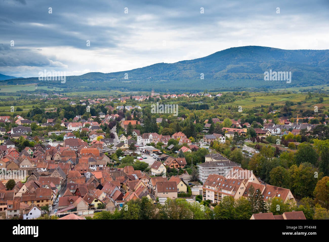 Malerische kleine Stadt Obernai im Elsass in Frankreich Stockfoto