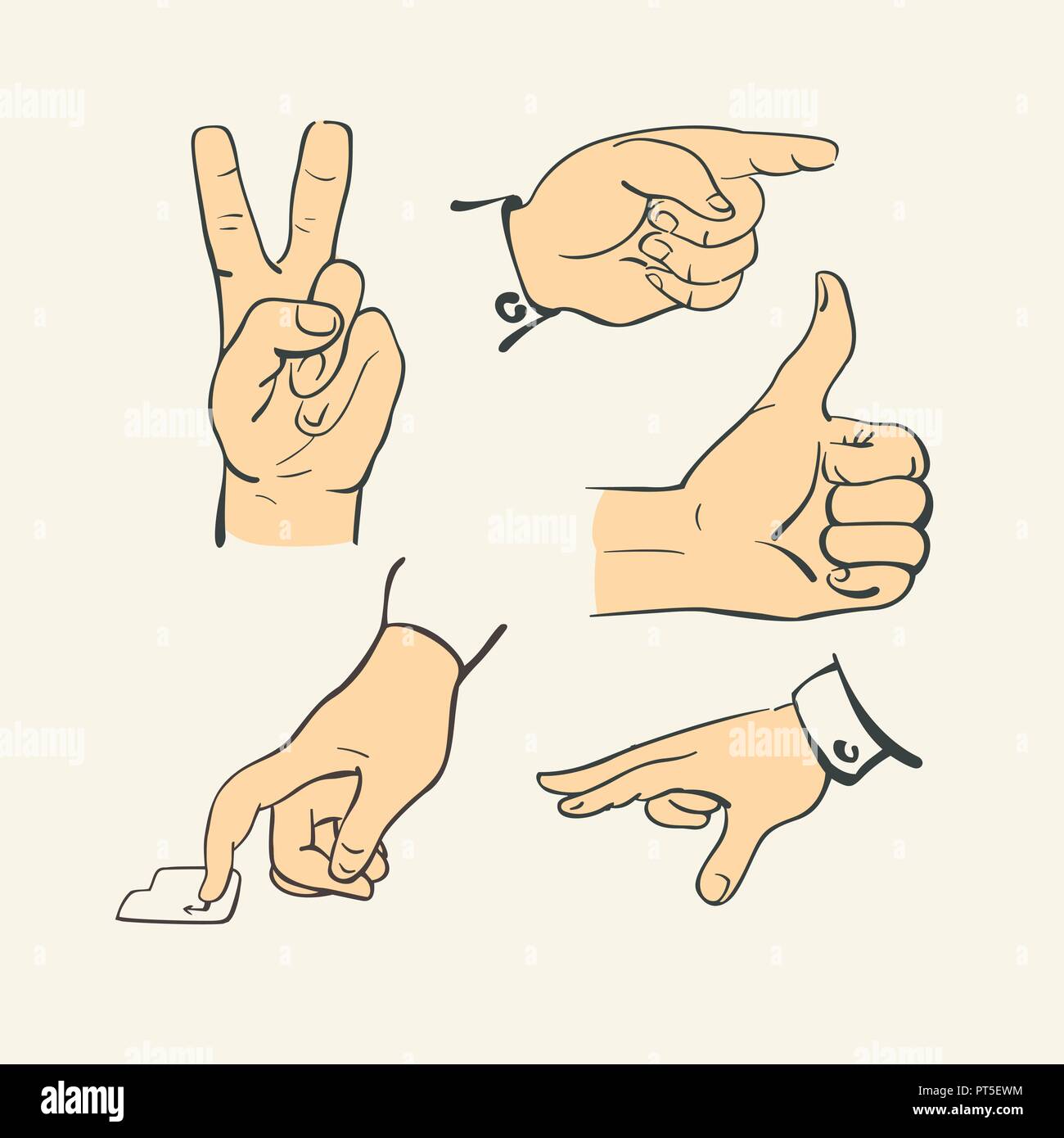 Hand Finger Sammlung - retro style Illustration Vektor Stock Vektor