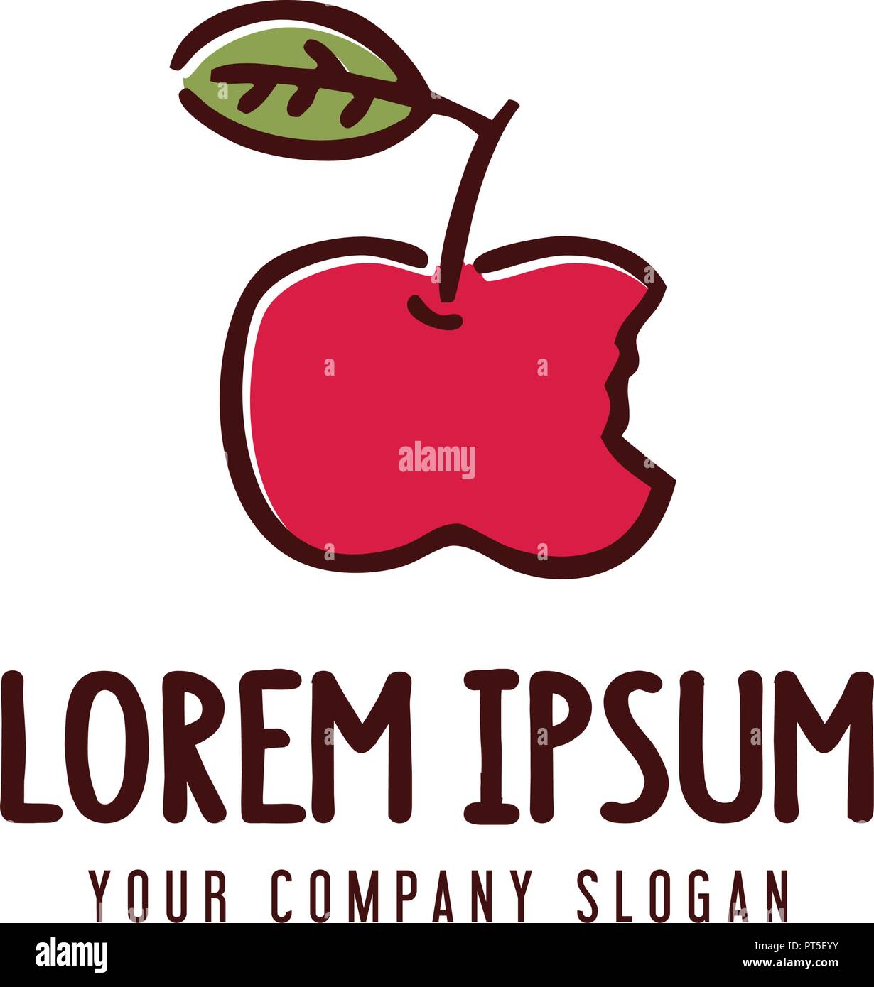 Apfel Obst Logo. Hand gezeichnet Design Konzept Vorlage Stock Vektor