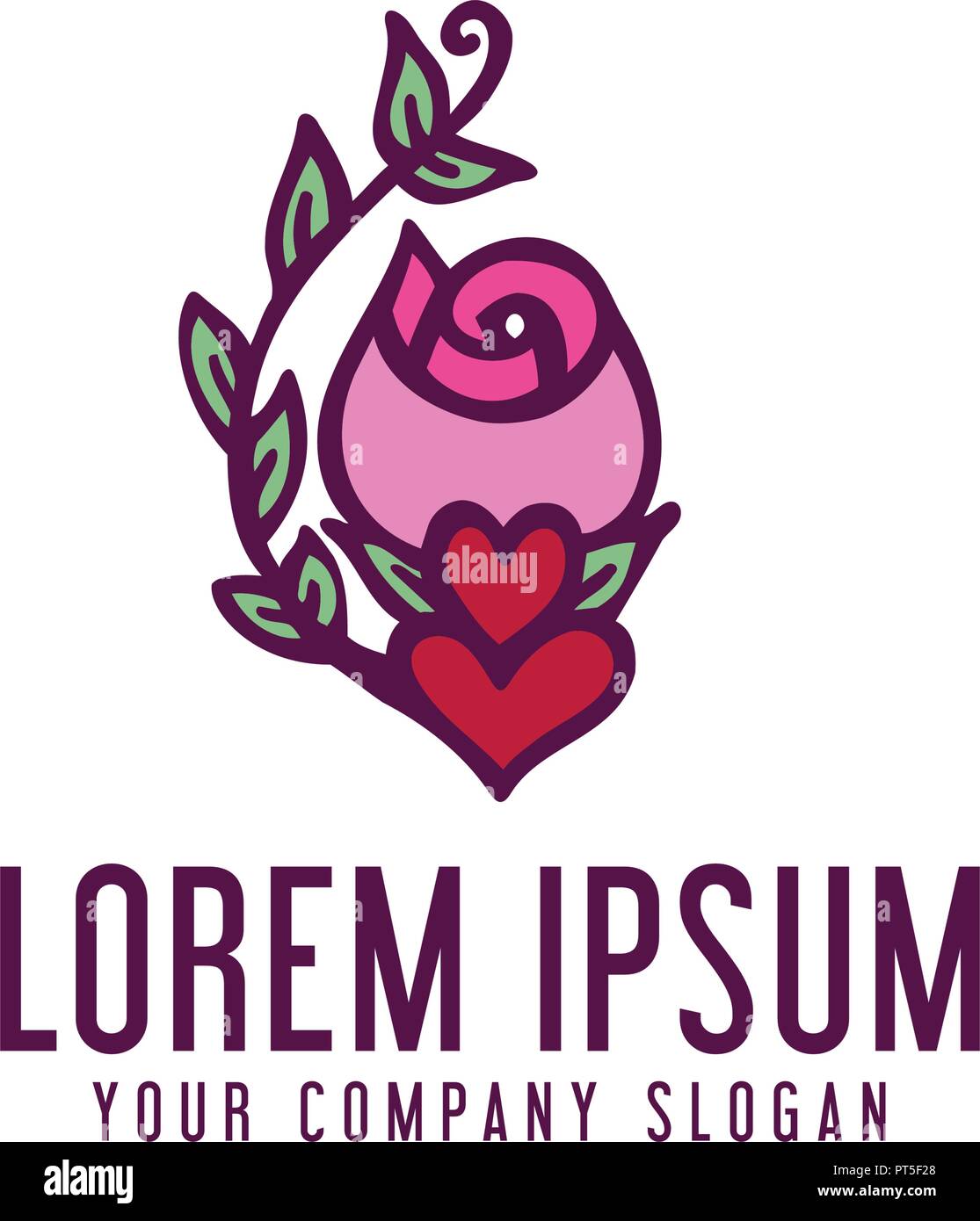 Liebe Jasmin Blume Logo. doodle Design Konzept Vorlage Stock Vektor