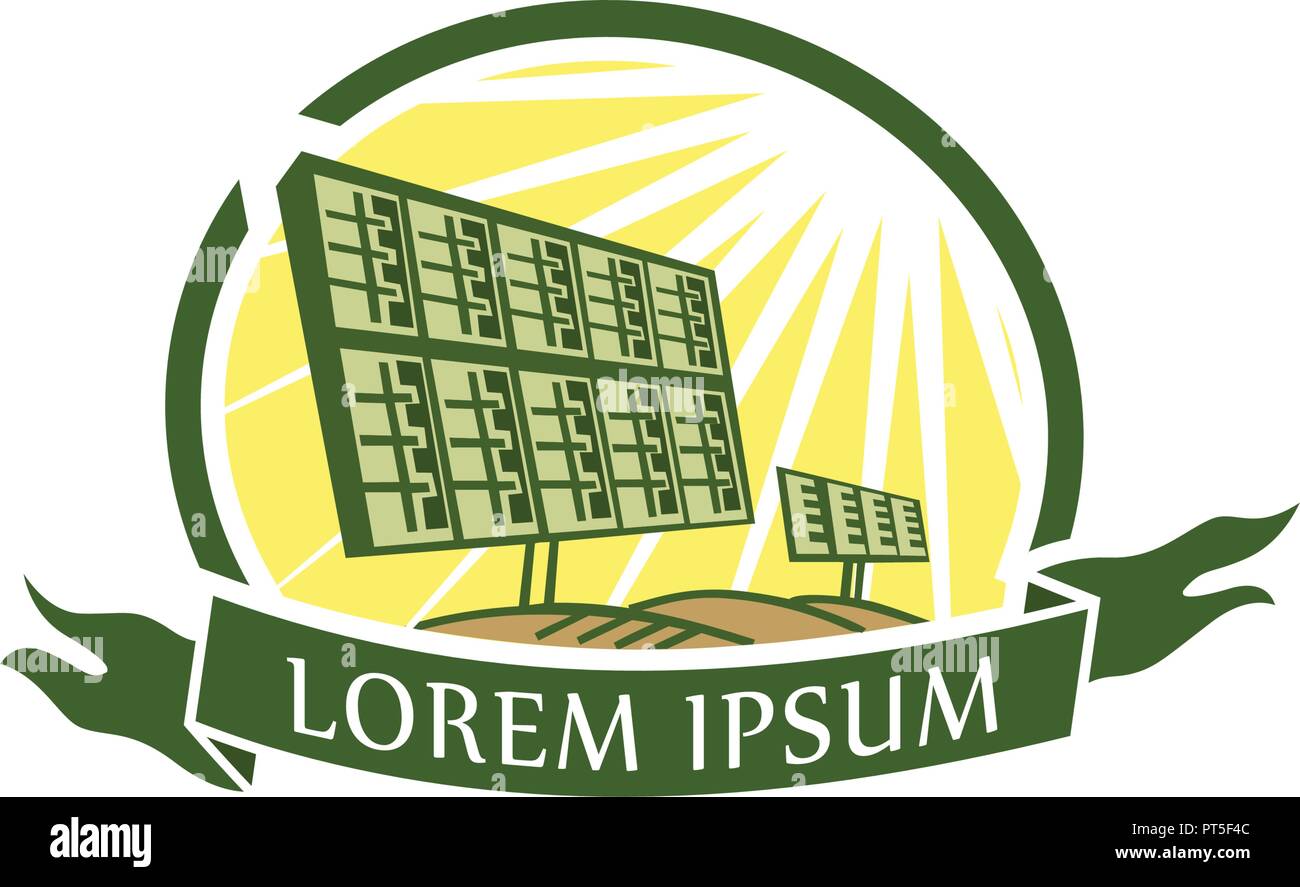 Solar Power Logo Design Konzept Vorlage Stock Vektor