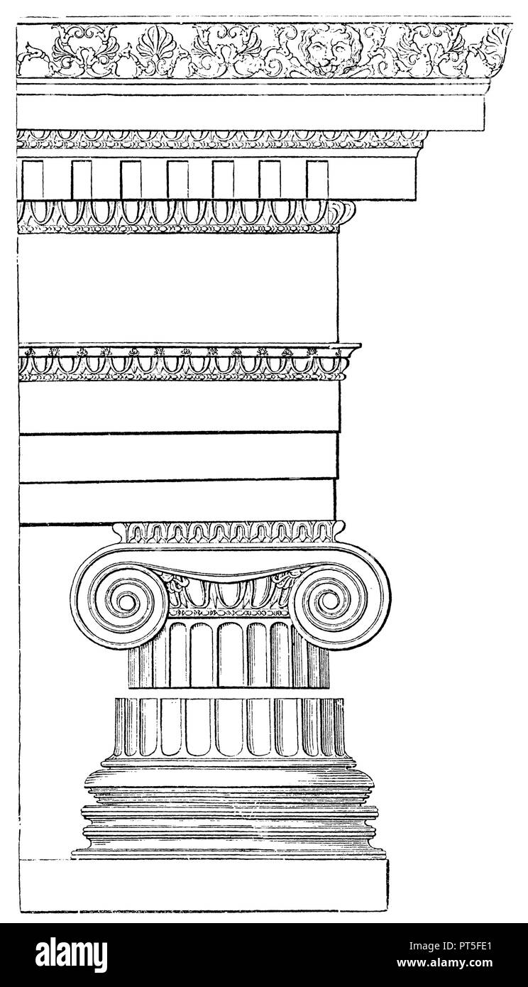 Ionische Ordnung. Aus dem Tempel der Athena zu Priene, anonym 1870 Stockfoto