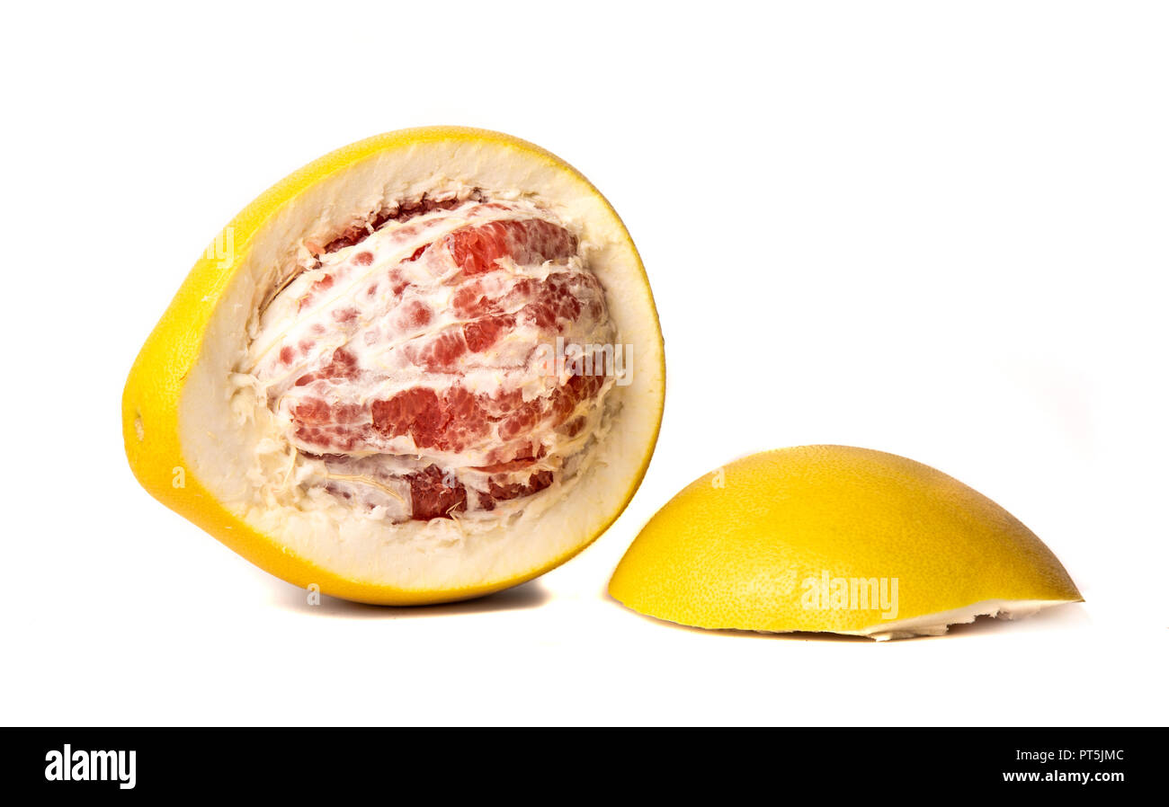 Pomelo Früchte auf weißem Hintergrund Stockfoto
