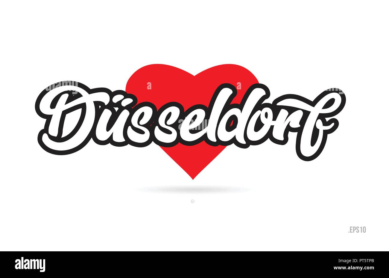 Die Stadt Duesseldorf text Design mit roten Herzen typografischen Icon Design Geeignet für touristische Förderung Stock Vektor