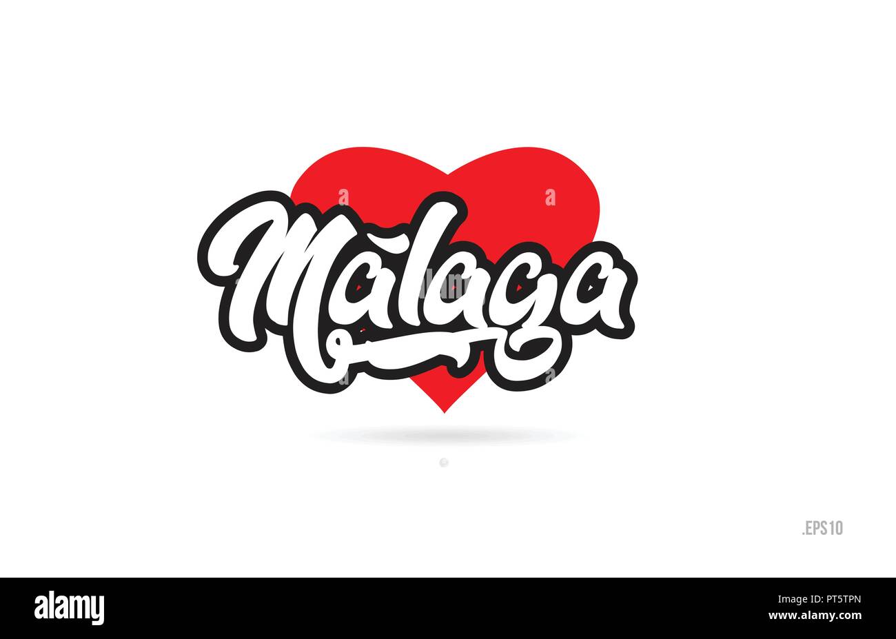 Malaga Stadt text Design mit roten Herzen typografischen Icon Design Geeignet für touristische Förderung Stock Vektor