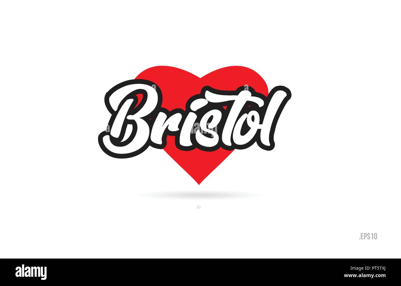 Bristol City text Design mit roten Herzen typografischen Icon Design Geeignet für touristische Förderung Stock Vektor