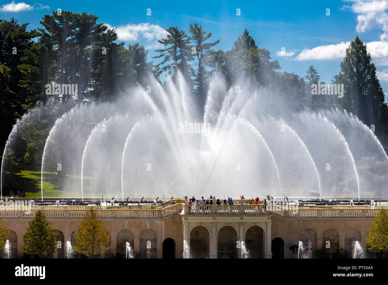 Brunnen zeigen, die in den Brunnen Garten in Longwood Gardens in Kennett Square Pennsylvania United States Stockfoto