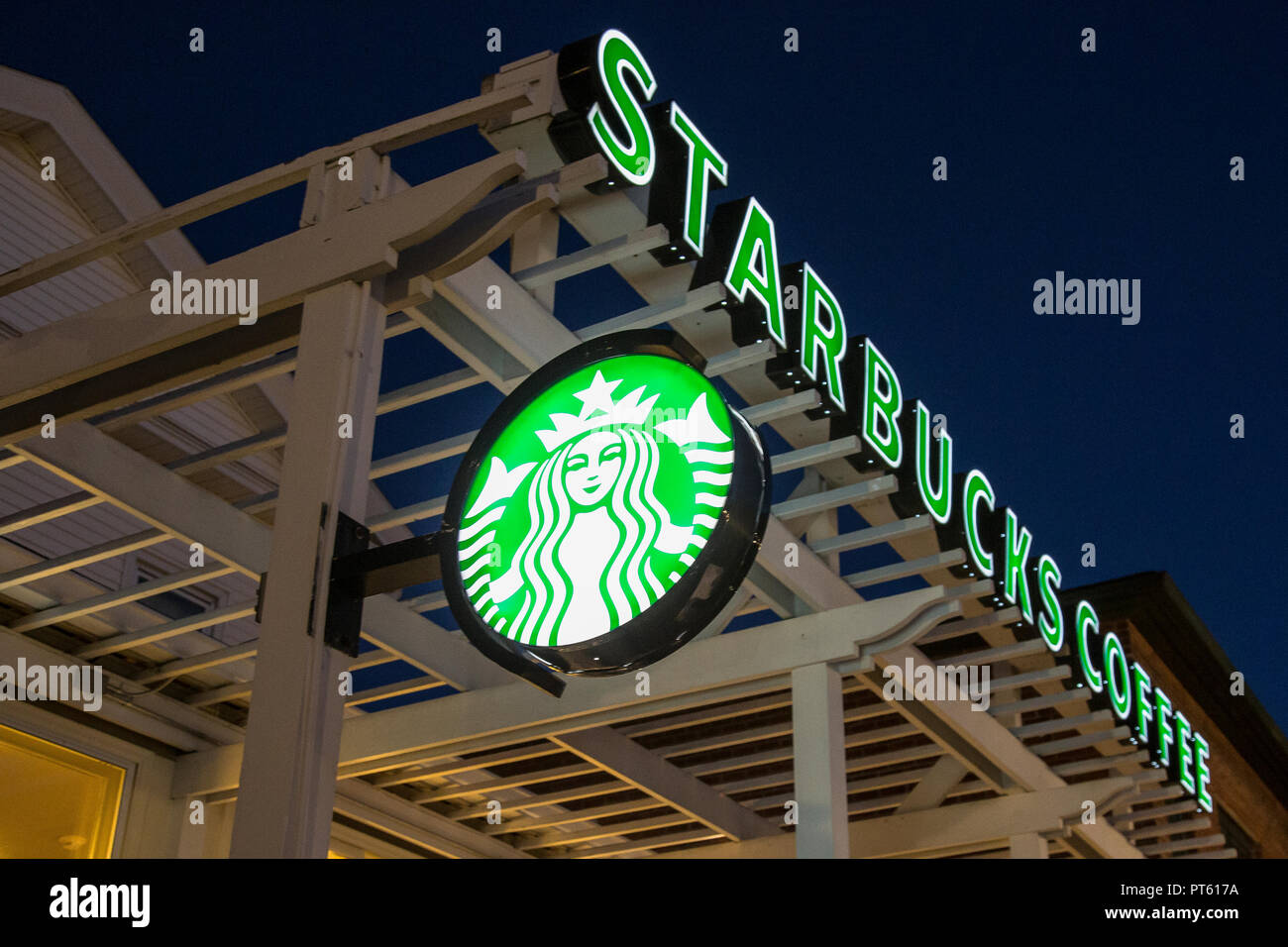 Starbuck's Sign in Amherst, MA Stockfoto
