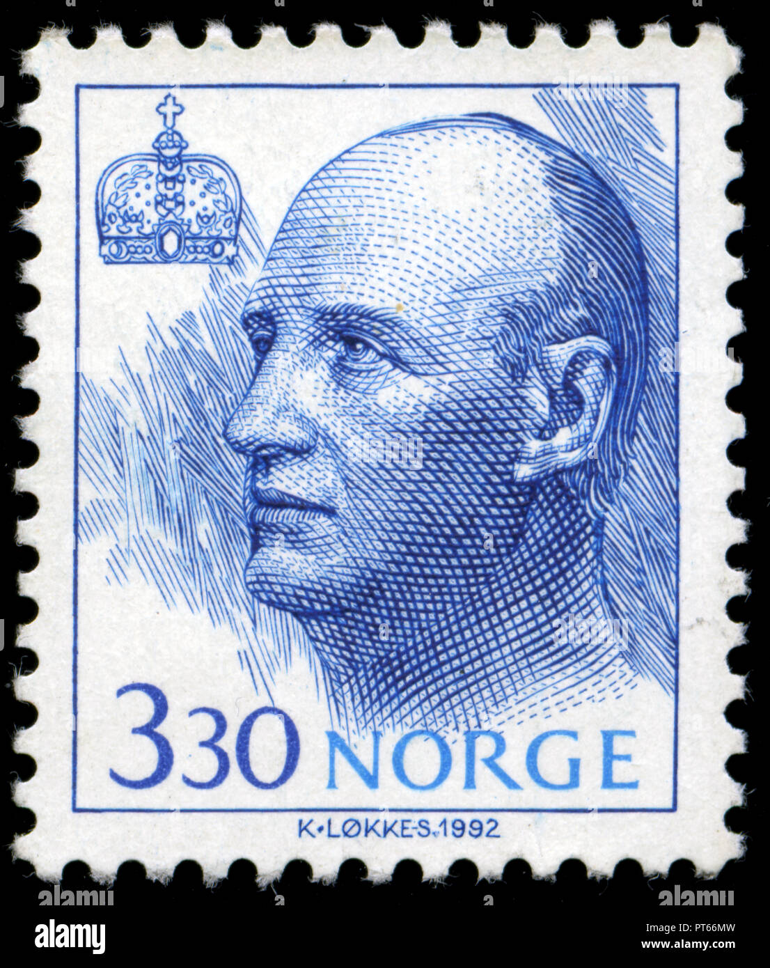 Poststempel Stempel aus Norwegen in die Königin Sonja und König Harald V-Serie in ausgestellten Stockfoto