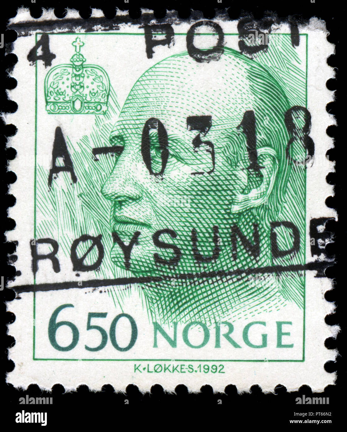 Poststempel Stempel aus Norwegen in die Königin Sonja und König Harald V-Serie von 1994 Stockfoto
