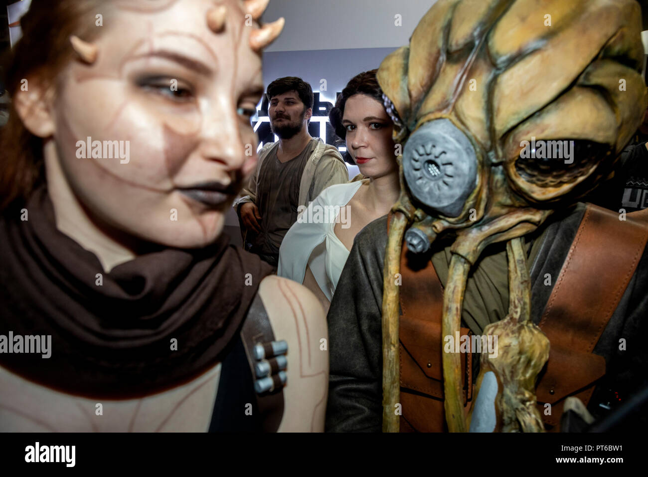 Fiktionale Charaktere von Star Wars erschien an der Comic Con Russland Ausstellung 2018 in Moskau, Russland Stockfoto