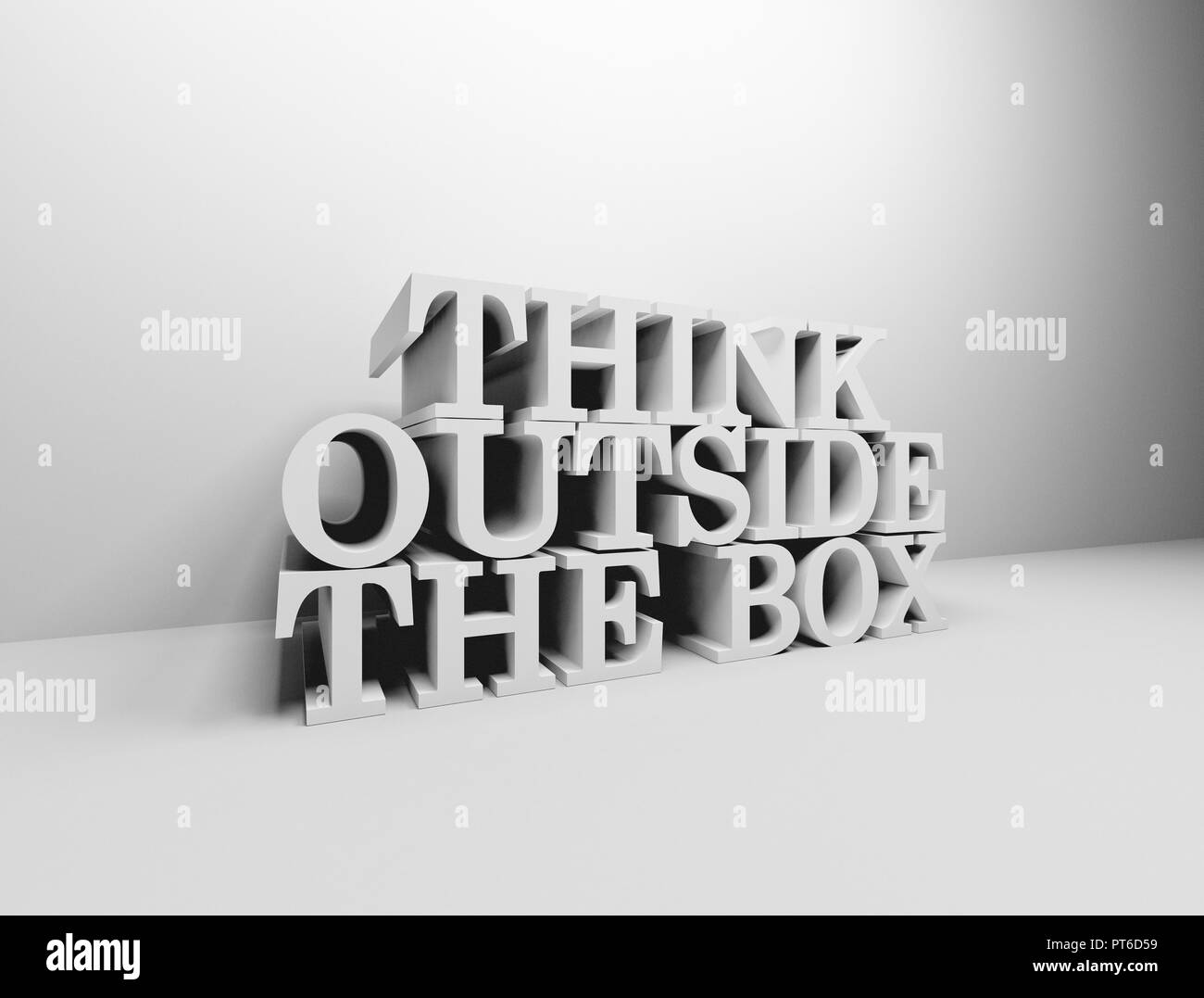 Denken außerhalb der Box 3d-render Hintergrund Stockfoto