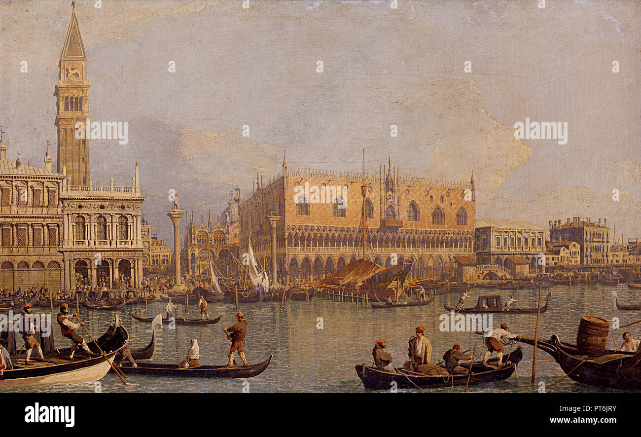 Veduta del Palazzo Ducale di Venezia/Blick auf den Dogenpalast in Venedig. Datum/Zeitraum: vor 1755. Malerei. Öl auf Leinwand. Höhe: 51 cm (20 in); Breite: 83 cm (32,6 in). Autor: CANALETTO. CANALETTO, Giovanni Antonio Canal. Stockfoto