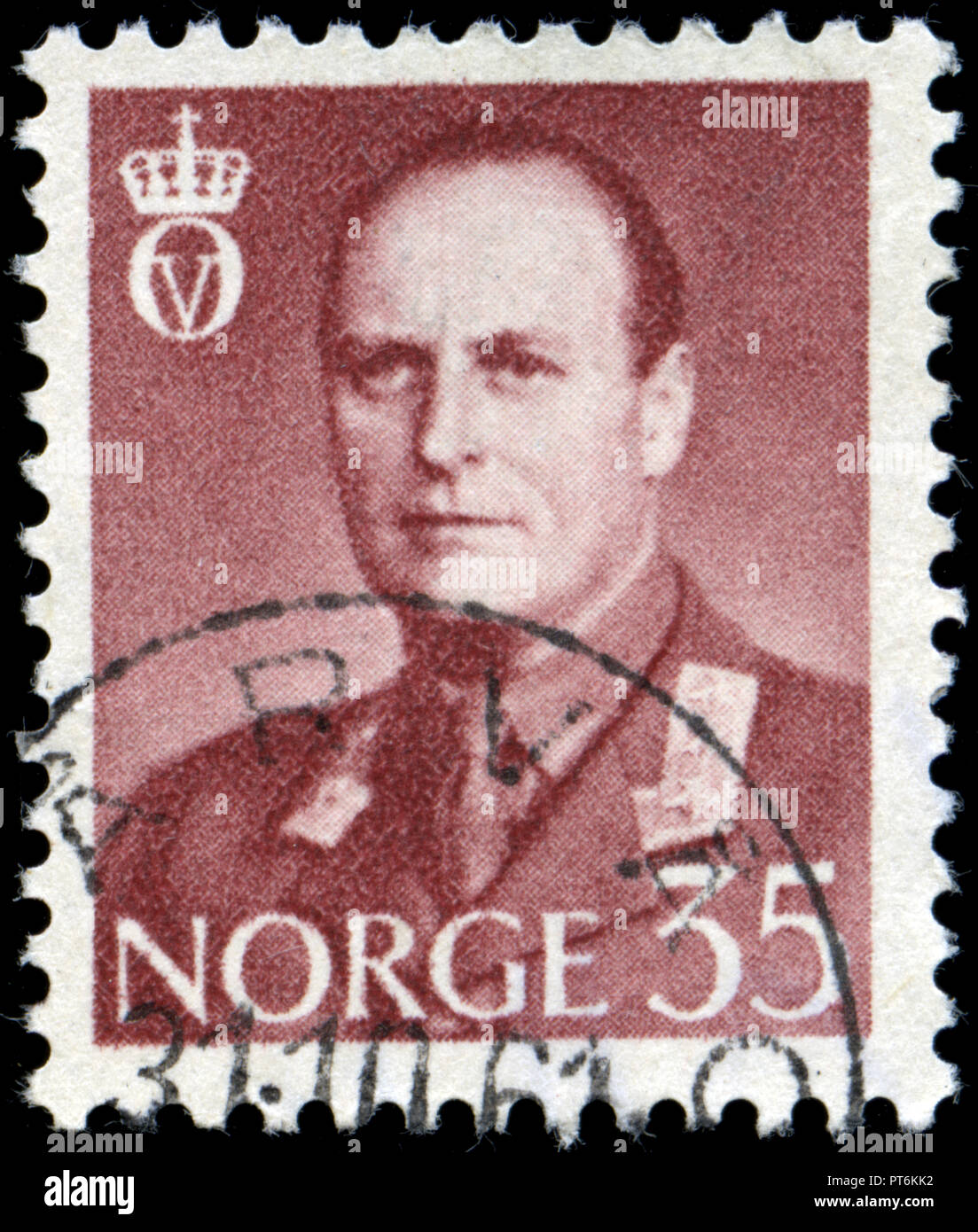 Poststempel Stempel aus Norwegen in der König Olav V-Serie in ausgestellten Stockfoto