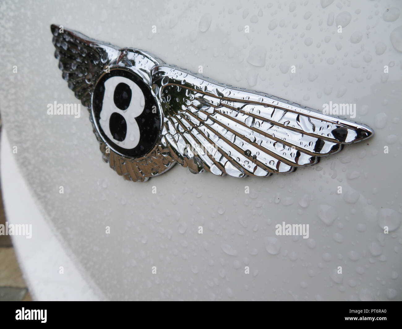 Chrome Badge auf ein 2018 Bentley Continental GT Cabrio. Eigentum veröffentlicht. Stockfoto