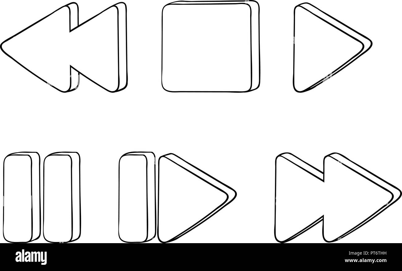 Tasten zur Mediensteuerung. Umrisse Symbole Stock Vektor