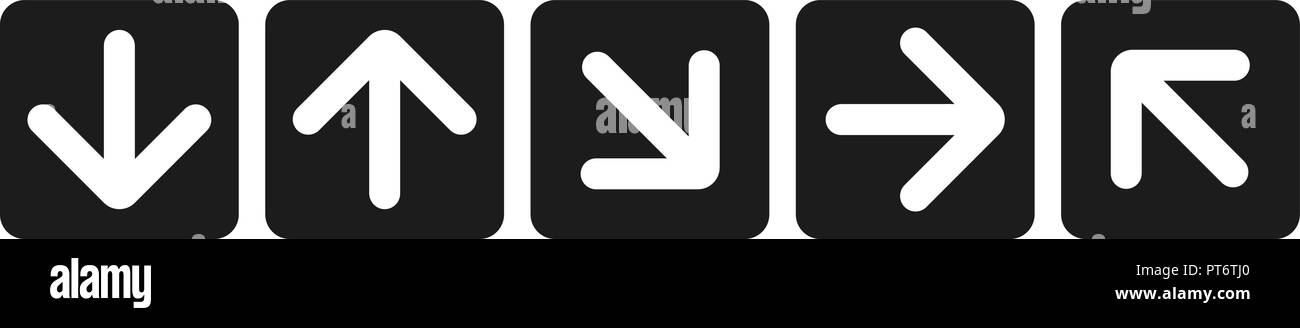 Der schwarze Pfeil Symbole. Web flat square Zeichen Stock Vektor