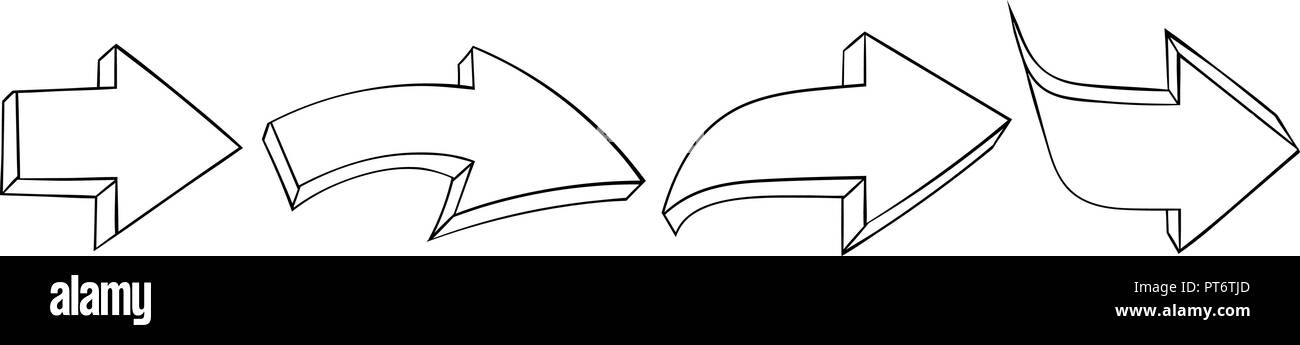 Umrisse Pfeile. Festlegen der nächsten Zeichen Stock Vektor