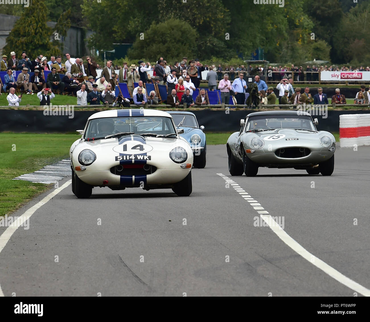 Emanuele Pirro, Gary Pearson, Jaguar E-Type lightweight, Nick Padmore, Joaquin Folch-Rusinol, Jaguar E-Type, Royal Automobile Club TT Feier, Clo Stockfoto