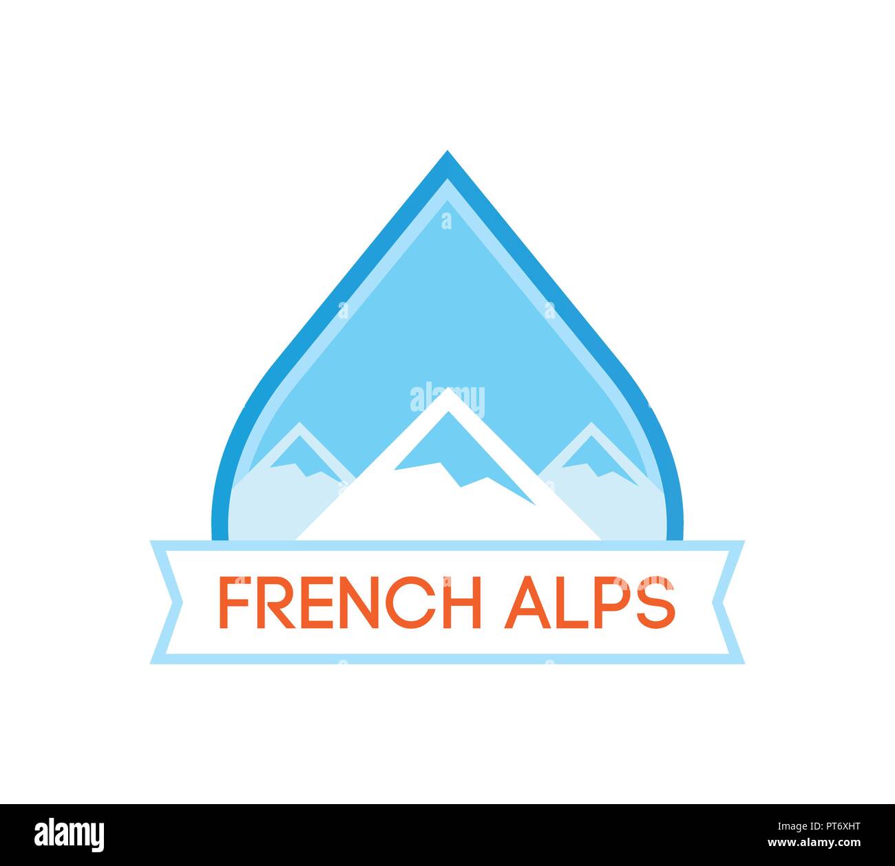 Schriftzug mit Französischen Alpen Stock Vektor